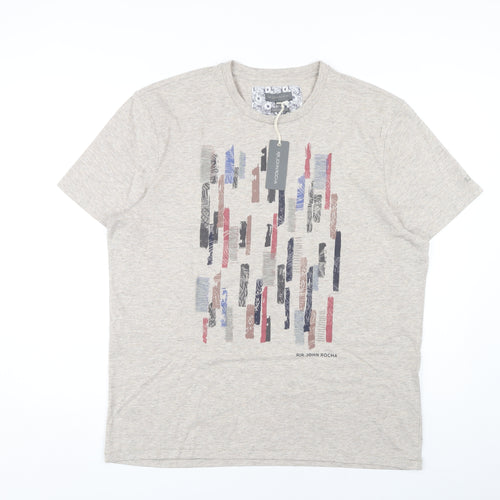 RJR John Rocha Men's Beige Graphic T-Shirt Size L