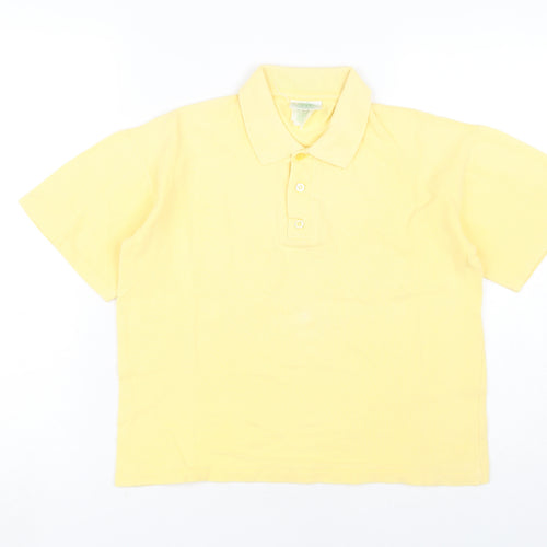 Laura Ashley Women Yellow Polo Shirt Size S