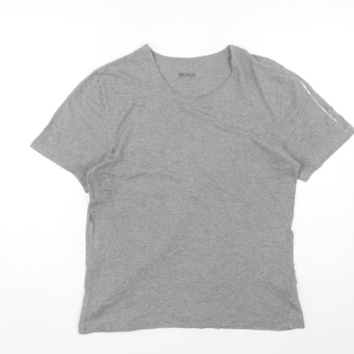 BOSS Men's Grey Cotton Crew Neck T-Shirt M