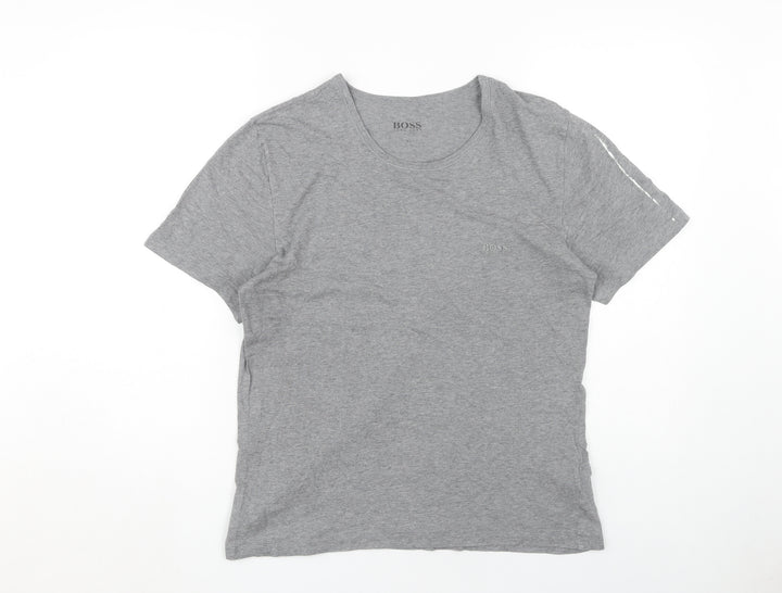 BOSS Men's Grey Cotton Crew Neck T-Shirt M
