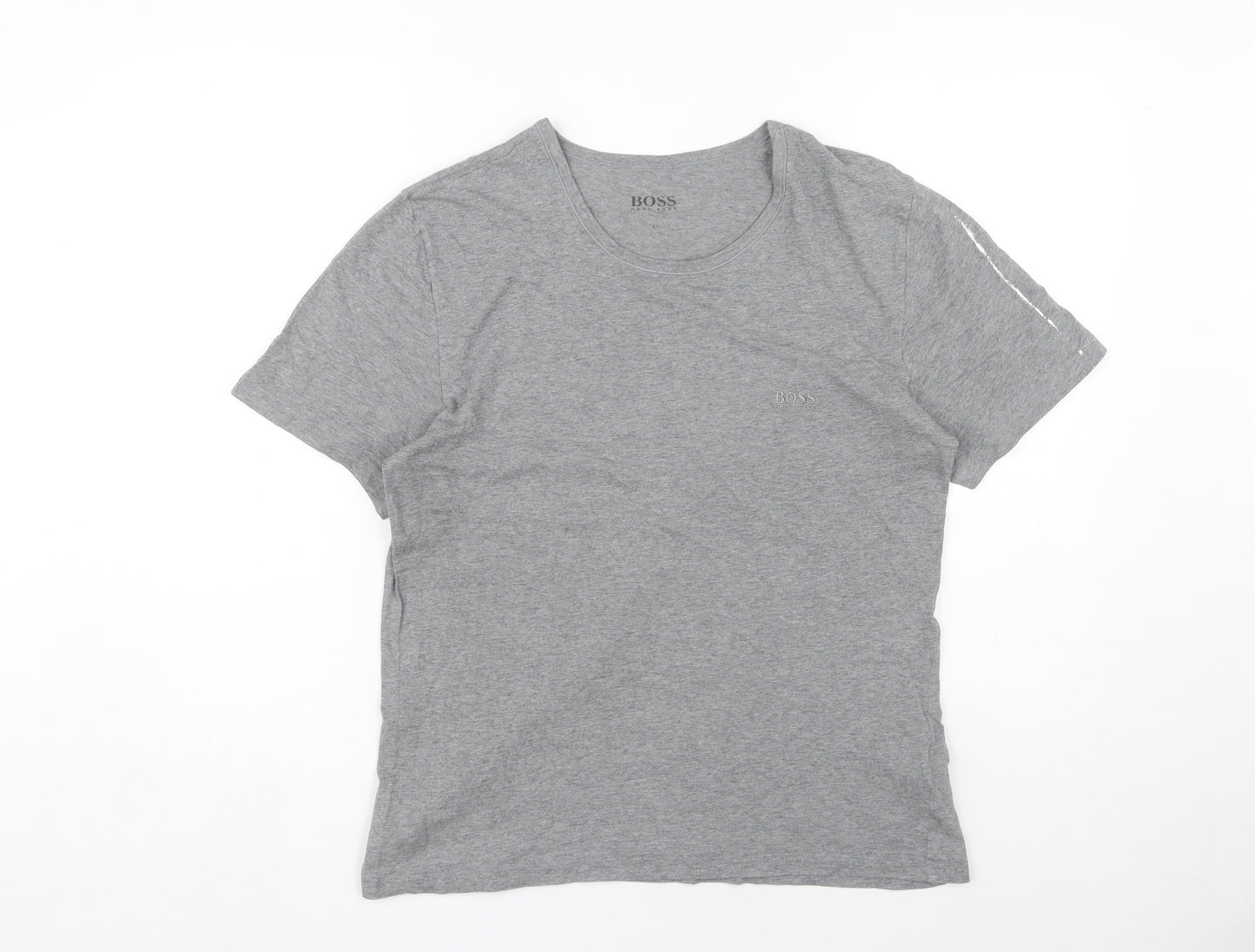 BOSS Men's Grey Cotton Crew Neck T-Shirt M