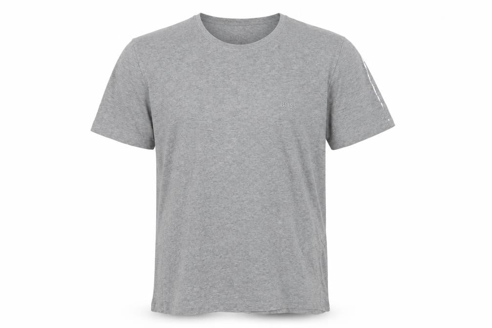 Front view of BOSS Men's Grey Cotton Crew Neck T-Shirt M