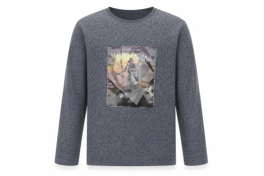 Front view of Star Wars boys’ grey t-shirt 12-13 yrs long sleeve polyester