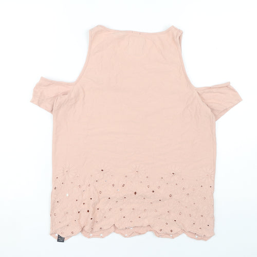 Superdry Women's Pink Cold Shoulder Embroidered Top M