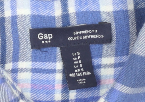 Gap Women's Blue Plaid Button-Up Casual Shirt S