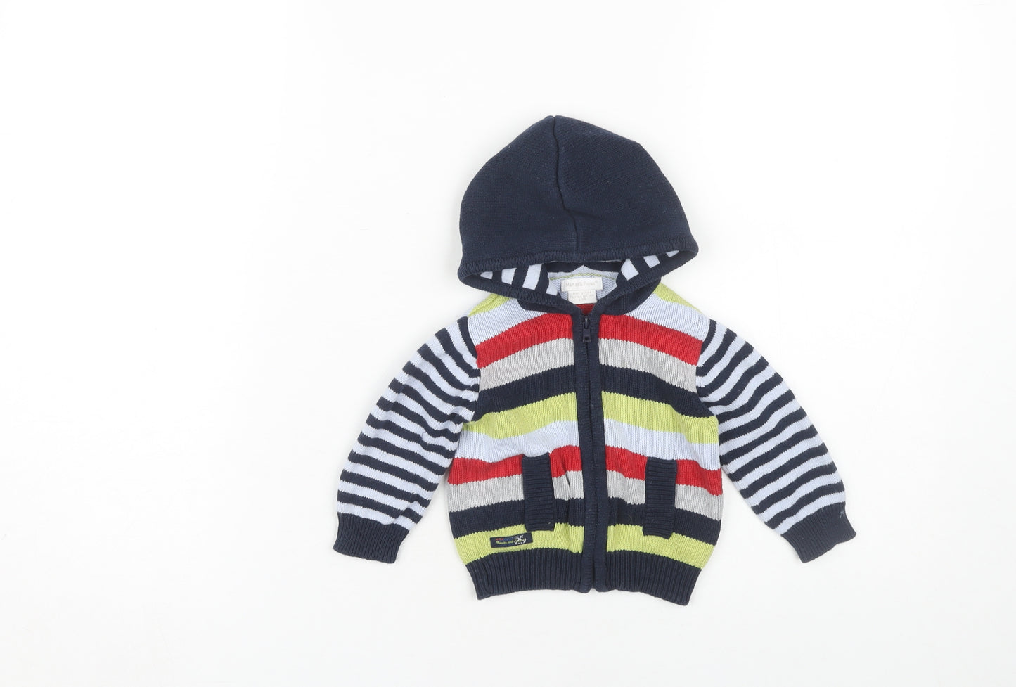 Mamas & Papas Unisex Baby Multicoloured Striped Full Zip Hoodie