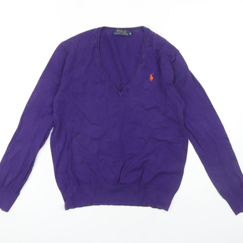 Ralph Lauren Women's Purple V-Neck Pullover Jumper M