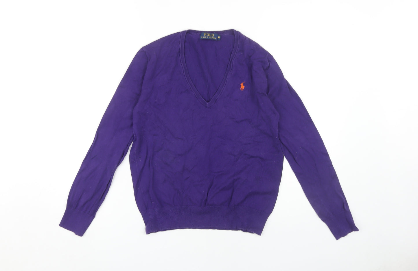 Ralph Lauren Women's Purple V-Neck Pullover Jumper M
