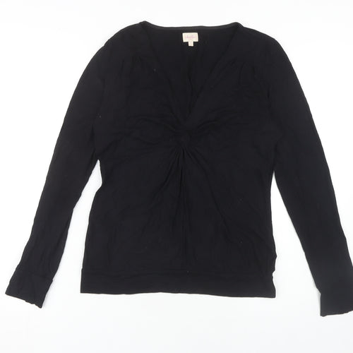 Whistles Women's Black Viscose Blouse, Size L, Casual Elegance