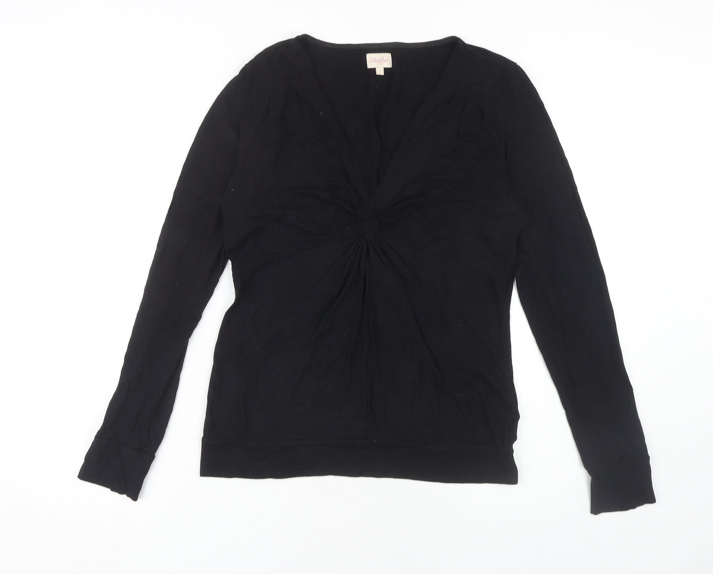 Whistles Women's Black Viscose Blouse, Size L, Casual Elegance