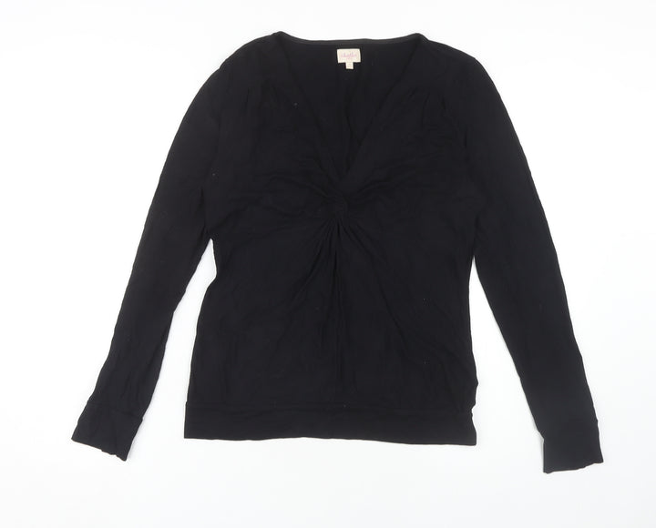 Whistles Women's Black Viscose Blouse, Size L, Casual Elegance