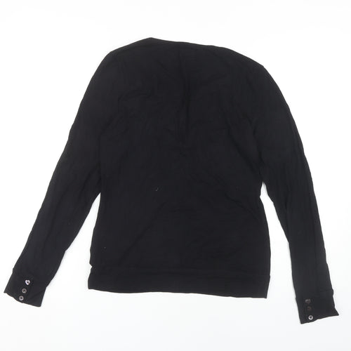 Whistles Women's Black Viscose Blouse, Size L, Casual Elegance