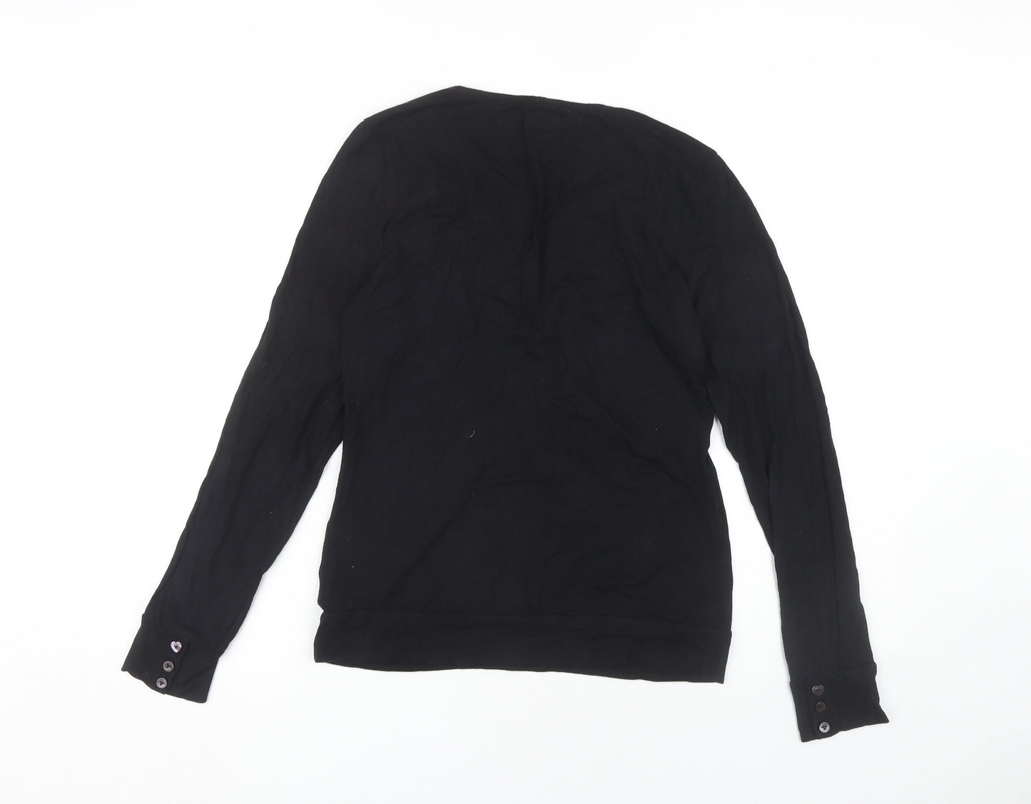 Whistles Women's Black Viscose Blouse, Size L, Casual Elegance