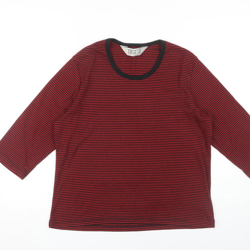 TIGI Wear Women's Red Striped Jersey T-Shirt Size 18