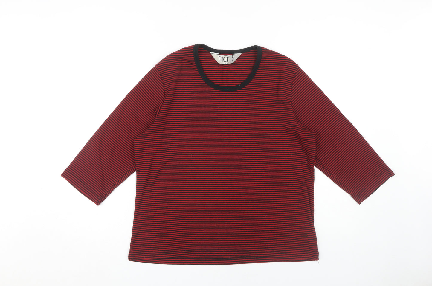 TIGI Wear Women's Red Striped Jersey T-Shirt Size 18
