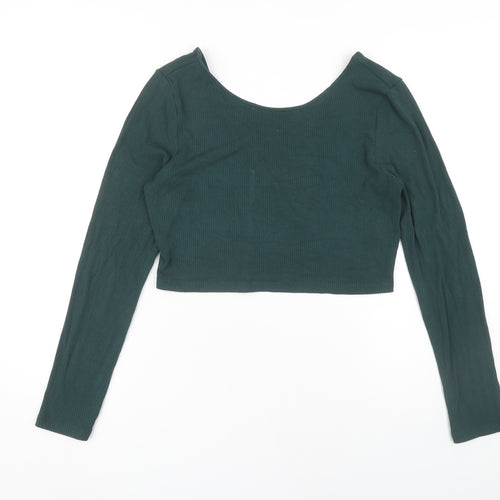 Apricot Women's Green Cropped Top - Size 16