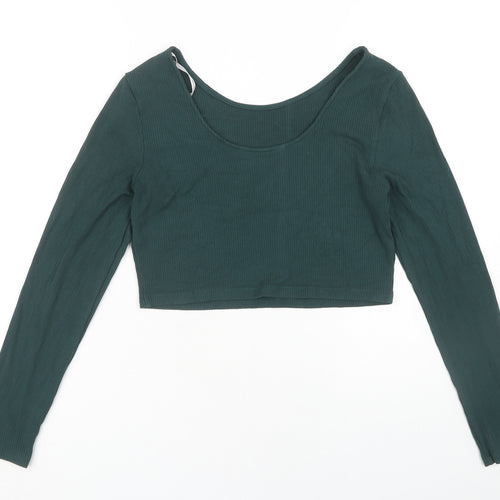 Apricot Women's Green Cropped Top - Size 16
