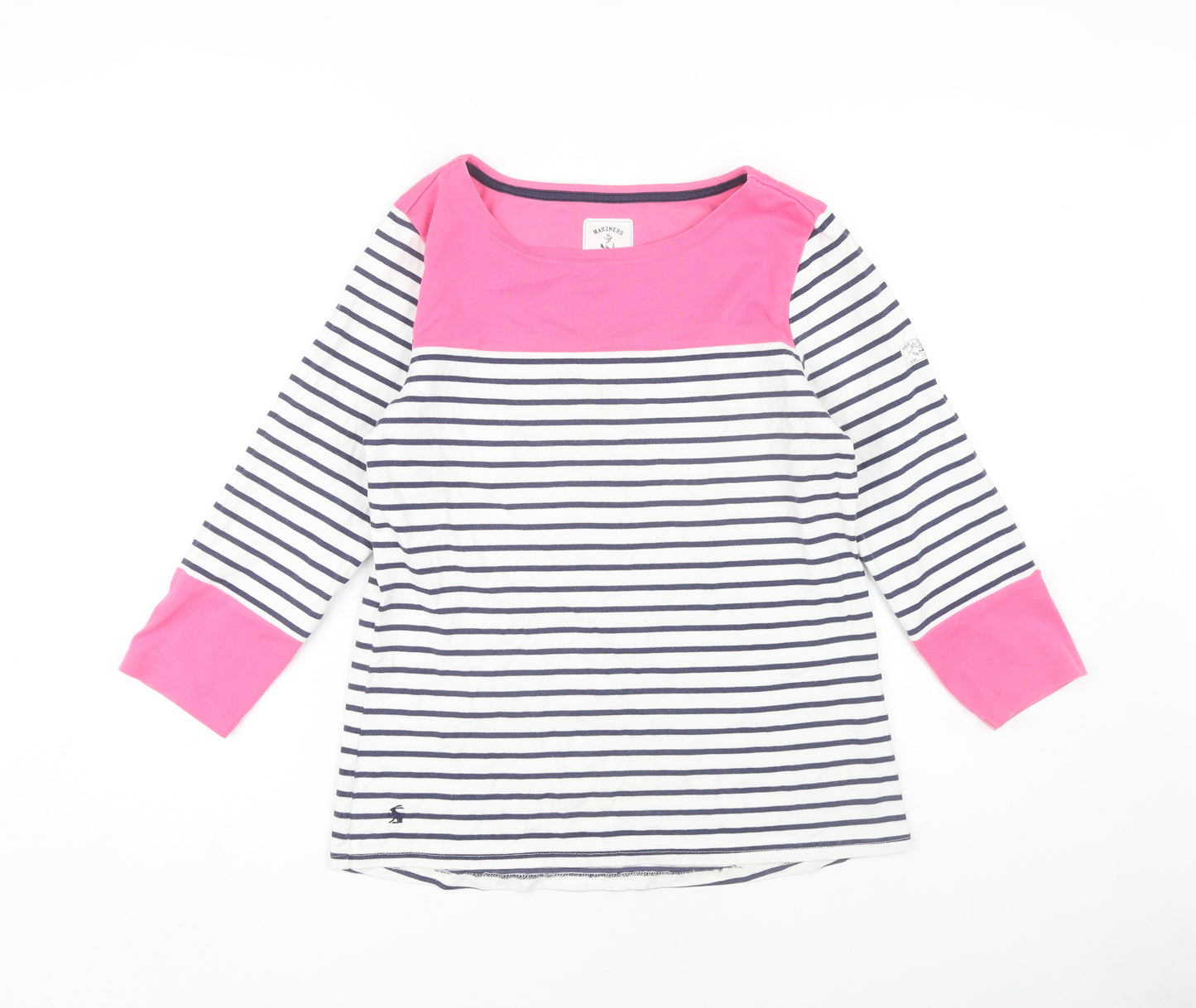 Joules Women's Pink White Stripe T-Shirt UK 12