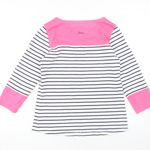 Joules Women's Pink White Stripe T-Shirt UK 12