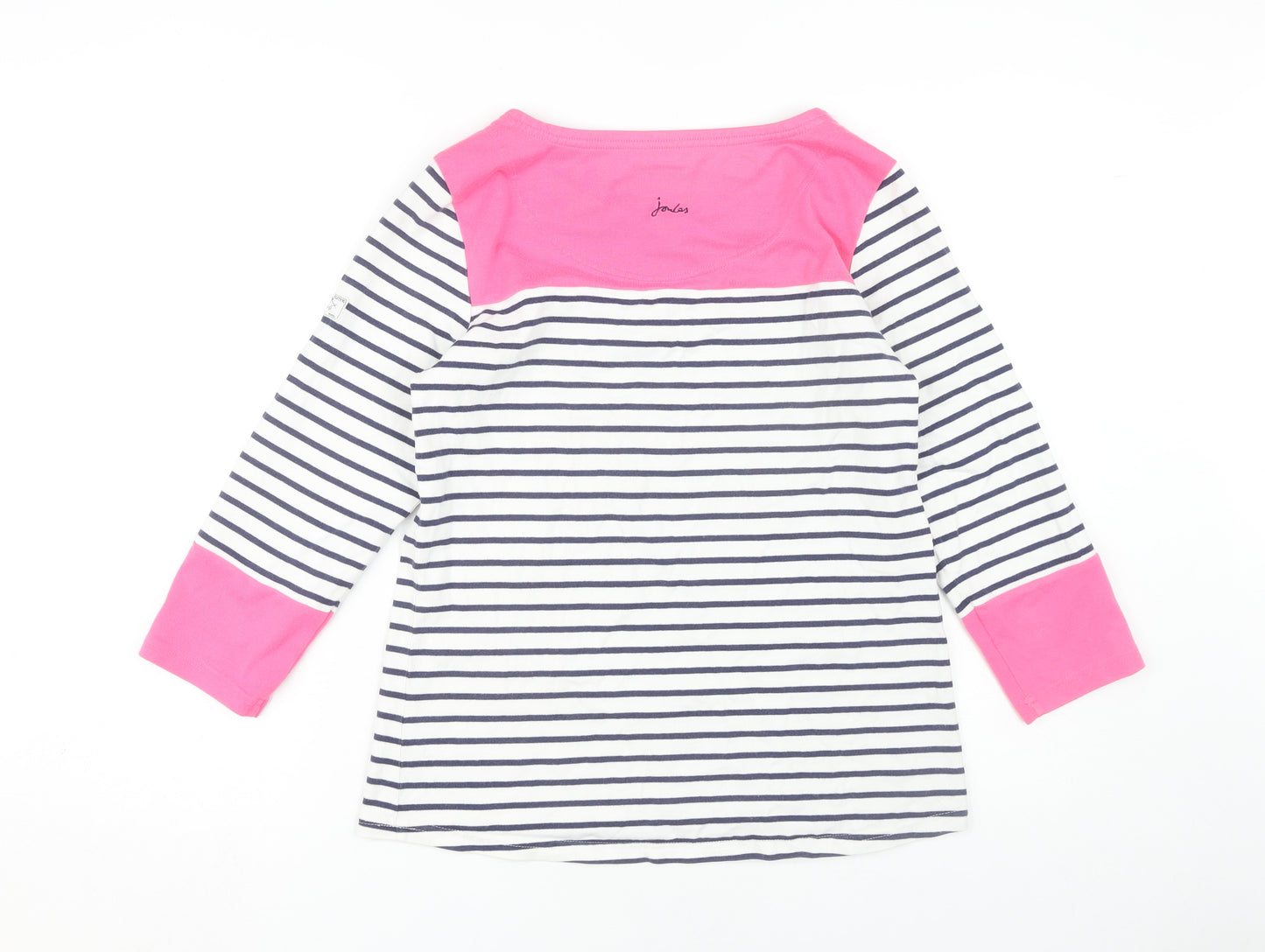 Joules Women's Pink White Stripe T-Shirt UK 12