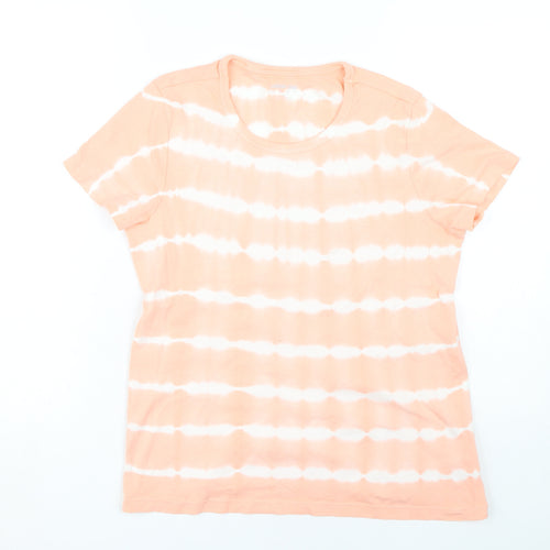 Lands' End Women's Orange T-Shirt, M, Short Sleeve, Casual