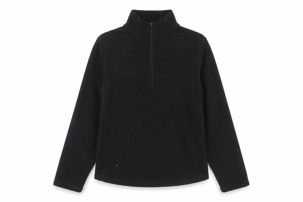 Front view of Gap Women's Black Pullover Sweatshirt L, 1/4 Zip, Casual