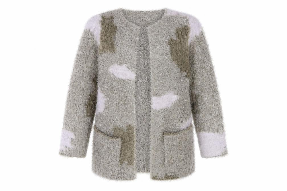 Front view of Marble Women's Grey Cardigan, size 14, - Cosy Autumn Essential