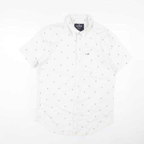 Hollister Men's White Slim Fit Button-Up Shirt S