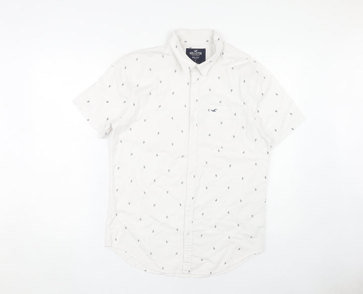 Hollister Men's White Slim Fit Button-Up Shirt S