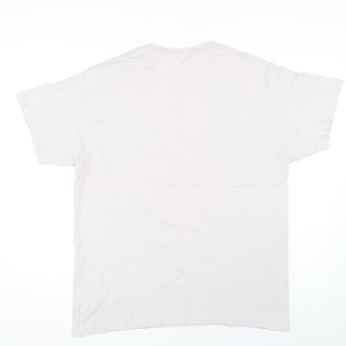 Gildan Men's Beige Car Print T-Shirt, Large, Classic Style