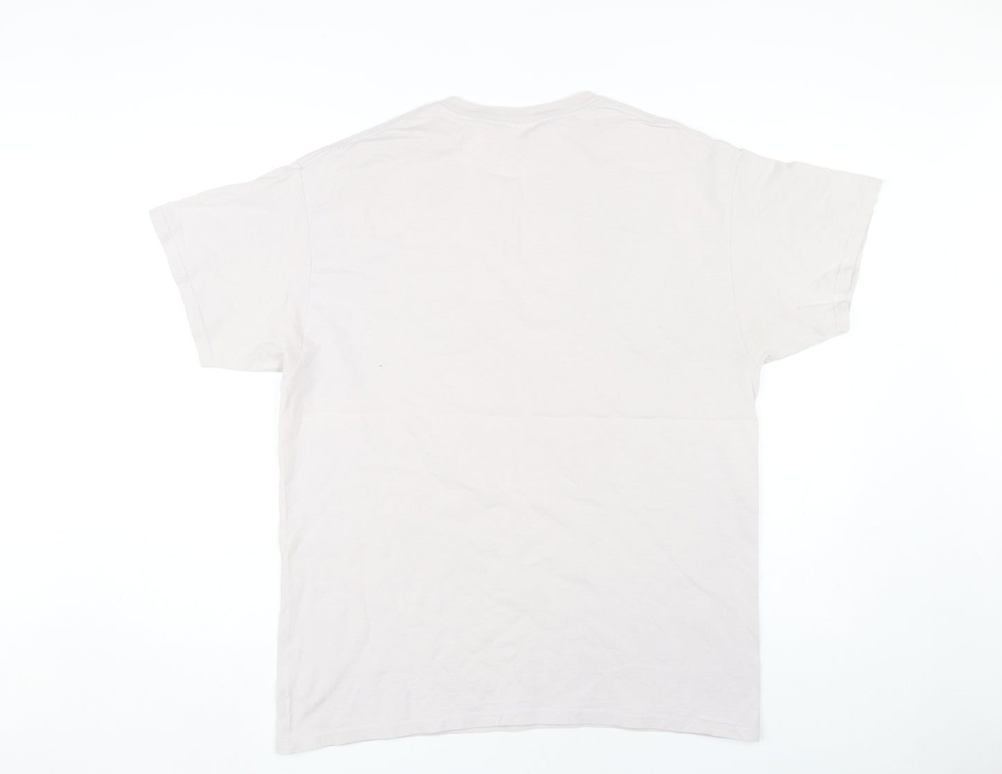 Gildan Men's Beige Car Print T-Shirt, Large, Classic Style