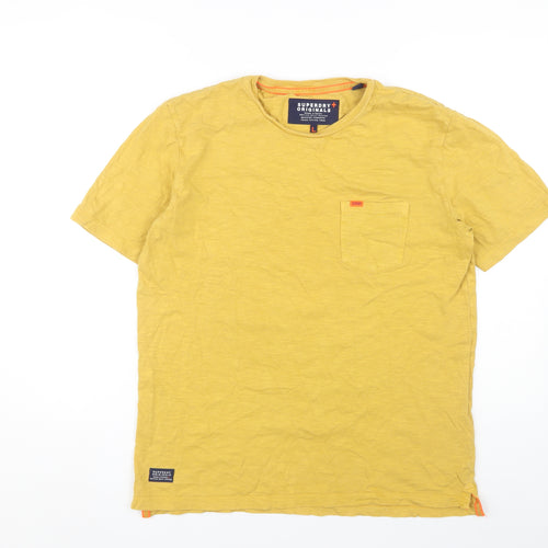Superdry Men's Yellow Crew Neck T-Shirt Size L