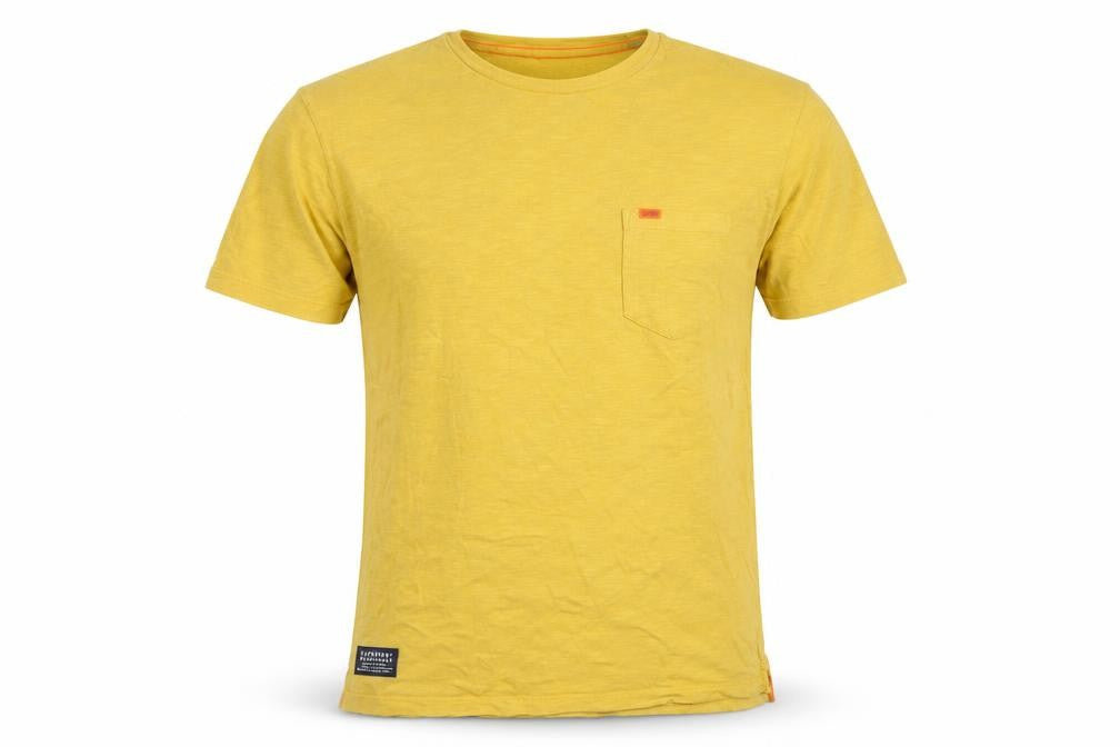Front view of Superdry Men's Yellow Crew Neck T-Shirt, size L