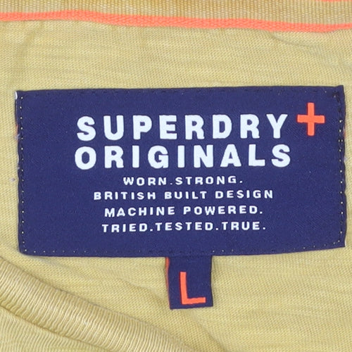 Superdry Men's Yellow Crew Neck T-Shirt Size L