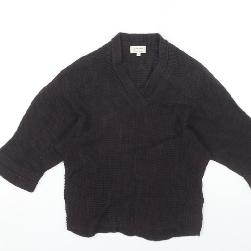 Jigsaw Women's Black Linen-Cotton V-Neck Jumper XS