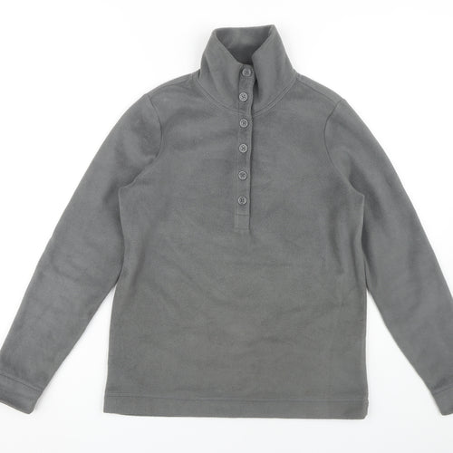 Lands' End Men's Grey Henley Sweatshirt XS Fleece