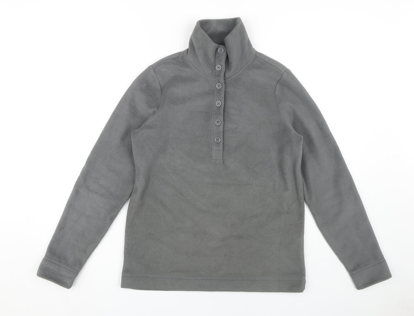 Lands' End Men's Grey Henley Sweatshirt XS Fleece