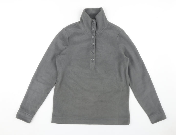 Lands' End Men's Grey Henley Sweatshirt XS Fleece
