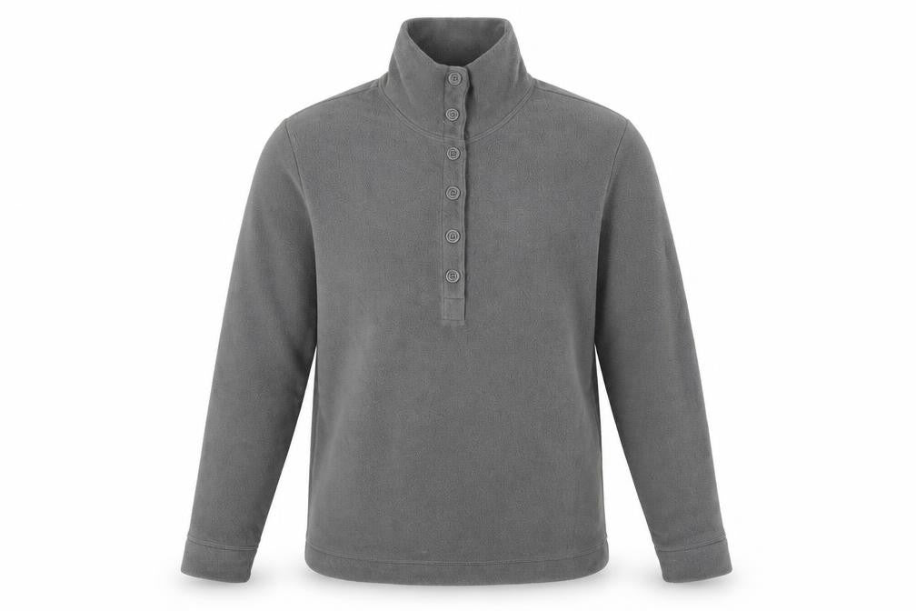Front view of Lands' End Men's Grey Henley Sweatshirt XS Fleece