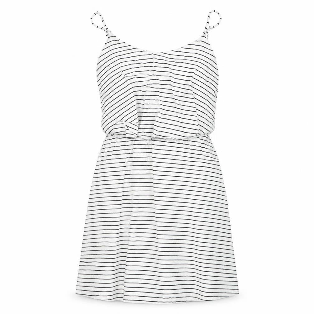 Front view of Gap Women's White Striped Sleeveless Dress