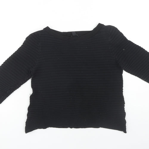 COS Women's Black XS 3/4 Sleeve Knit Top