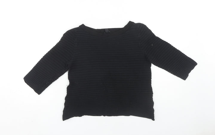 COS Women's Black XS 3/4 Sleeve Knit Top