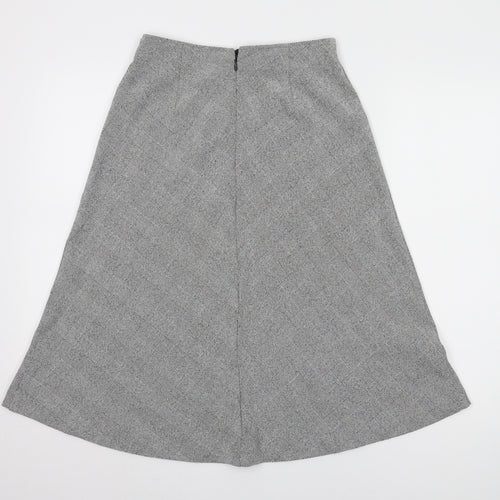 H&M Women’s Grey Check A-Line Midi Skirt Size 8