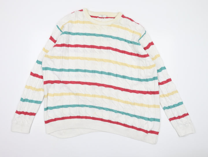 Cotton Traders Unisex Multicoloured 3XL Cable Knit Pullover Jumper