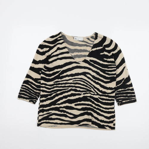 BHS Women's Beige Zebra Print Pullover Jumper Size 10