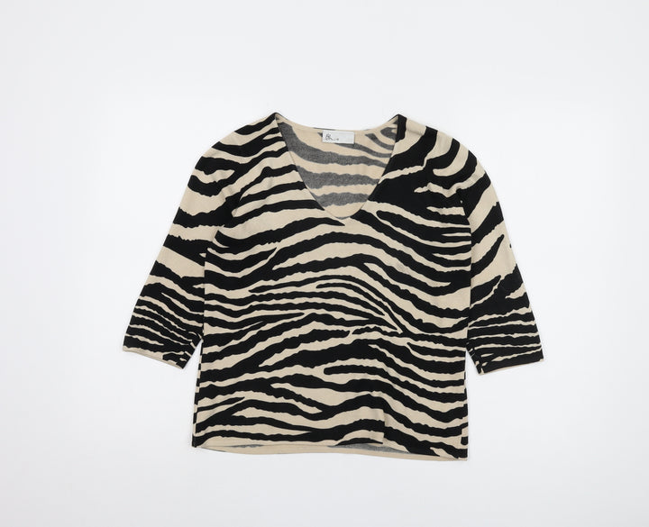 BHS Women's Beige Zebra Print Pullover Jumper Size 10