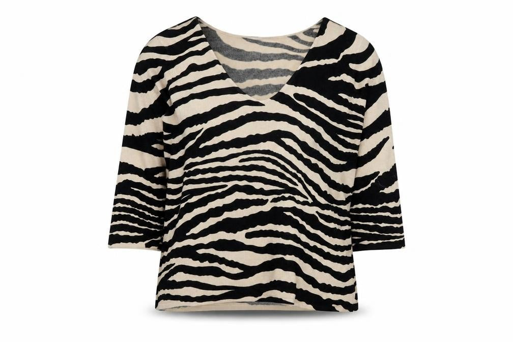 Front view of BHS Women's Beige Zebra Print jumper, size 10