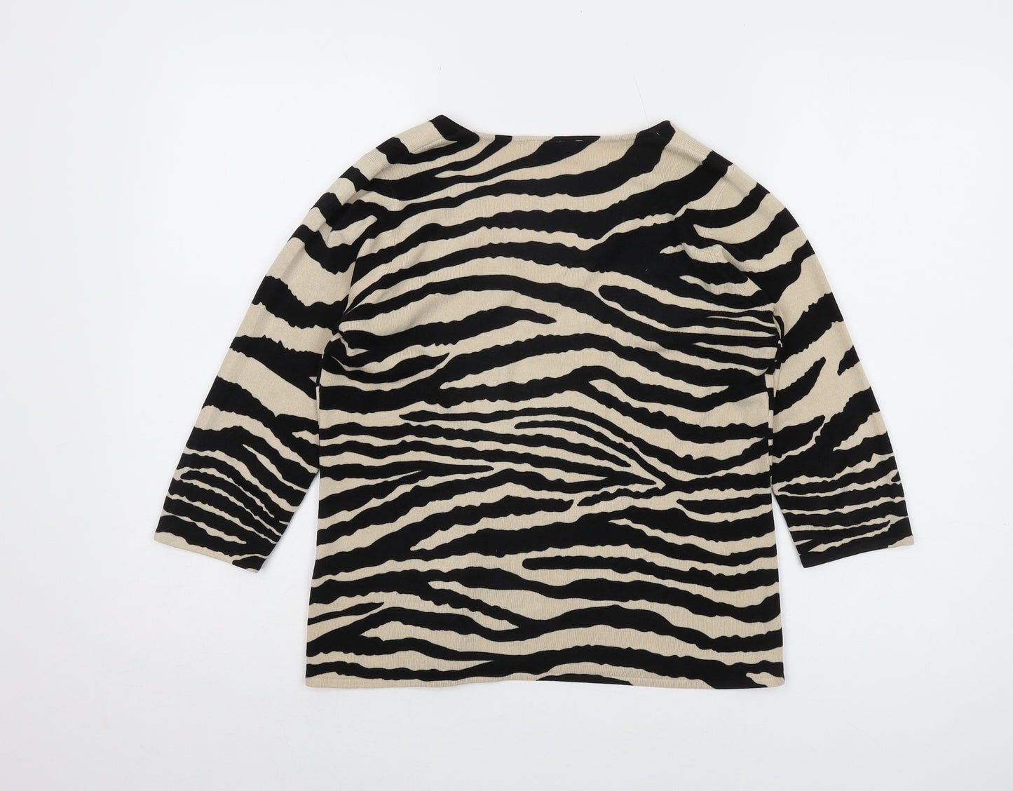 BHS Women's Beige Zebra Print Pullover Jumper Size 10