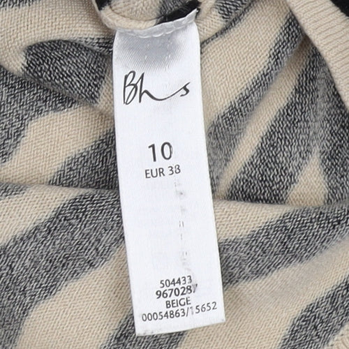 BHS Women's Beige Zebra Print Pullover Jumper Size 10