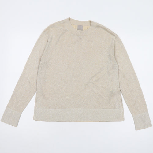 H&M Women Beige XS Crew Neck Pullover Jumper